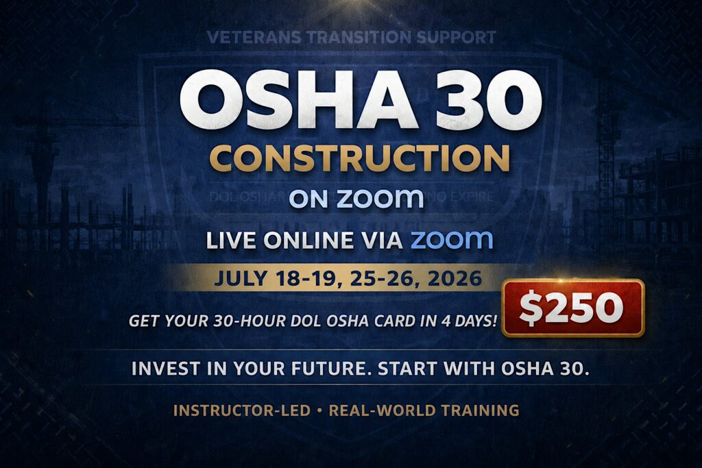 OSHA 30-Hour Construction Safety Course | July 18-26, 2026 4 osha 30 construction course