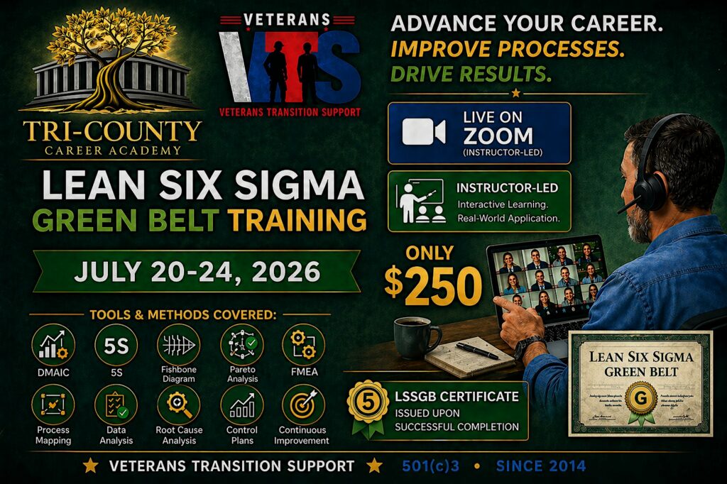 $250 ZOOM ONLINE 5 Day LEAN Six Sigma Green Belt July 20-24 8-5pm PST 2 lean six sigma green belt